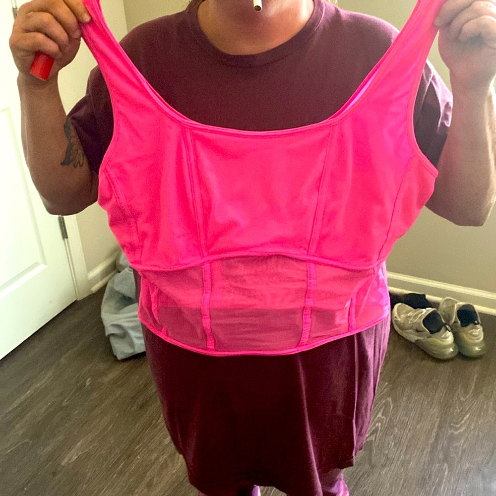 Time and true pink mesh crop top